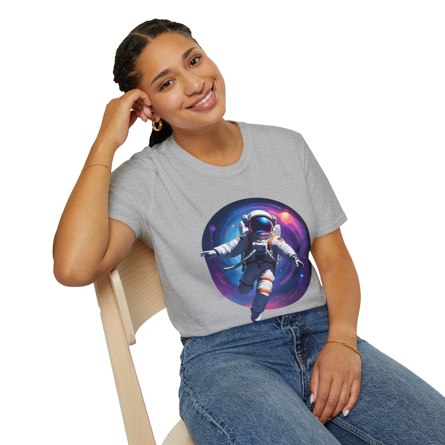 Cosmic Astronaut Unisex Softstyle T-Shirt | Space Theme Graphic Tee