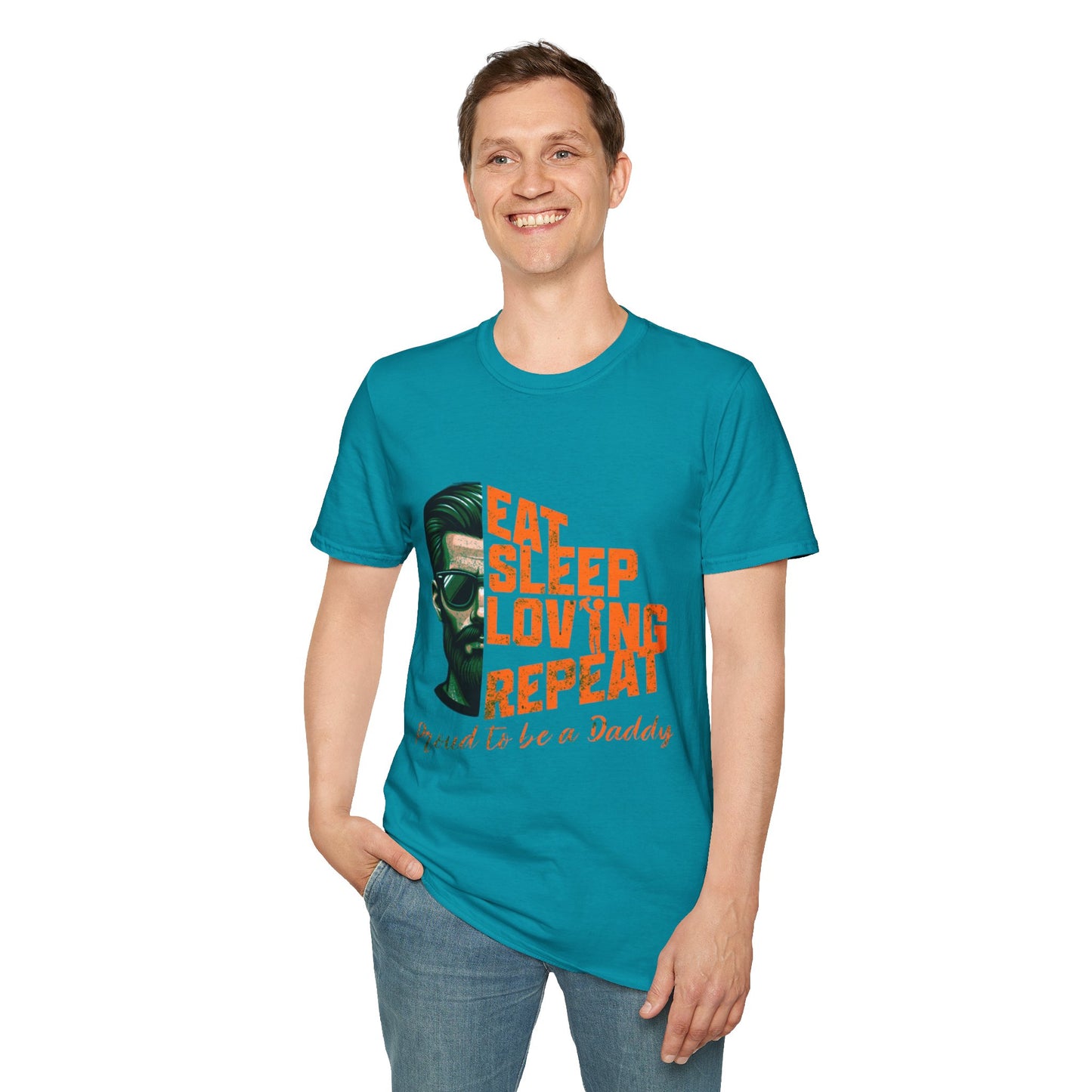 Proud Daddy Unisex Softstyle T-Shirt - Eat Sleep Loving Repeat