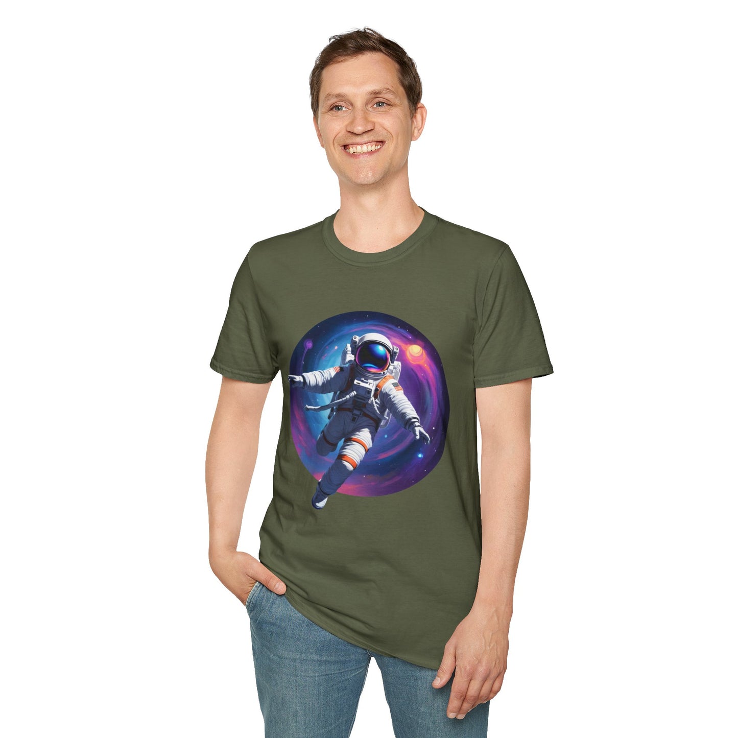 Cosmic Astronaut Unisex Softstyle T-Shirt | Space Theme Graphic Tee
