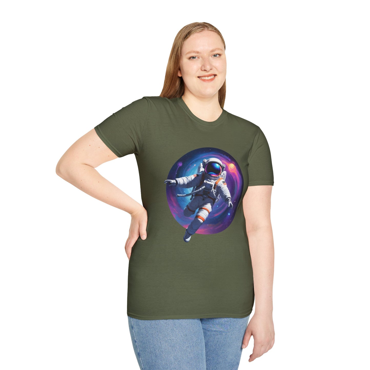 Cosmic Astronaut Unisex Softstyle T-Shirt | Space Theme Graphic Tee