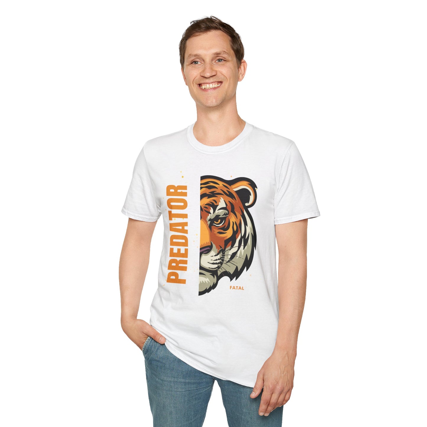 Predator Tiger Graphic Unisex Softstyle T-Shirt - Fierce Wild Animal Design