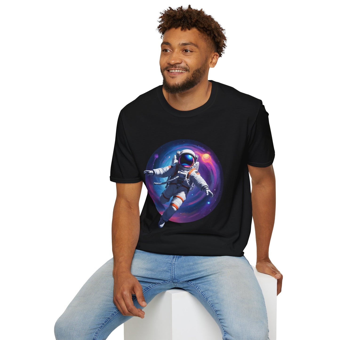 Cosmic Astronaut Unisex Softstyle T-Shirt | Space Theme Graphic Tee