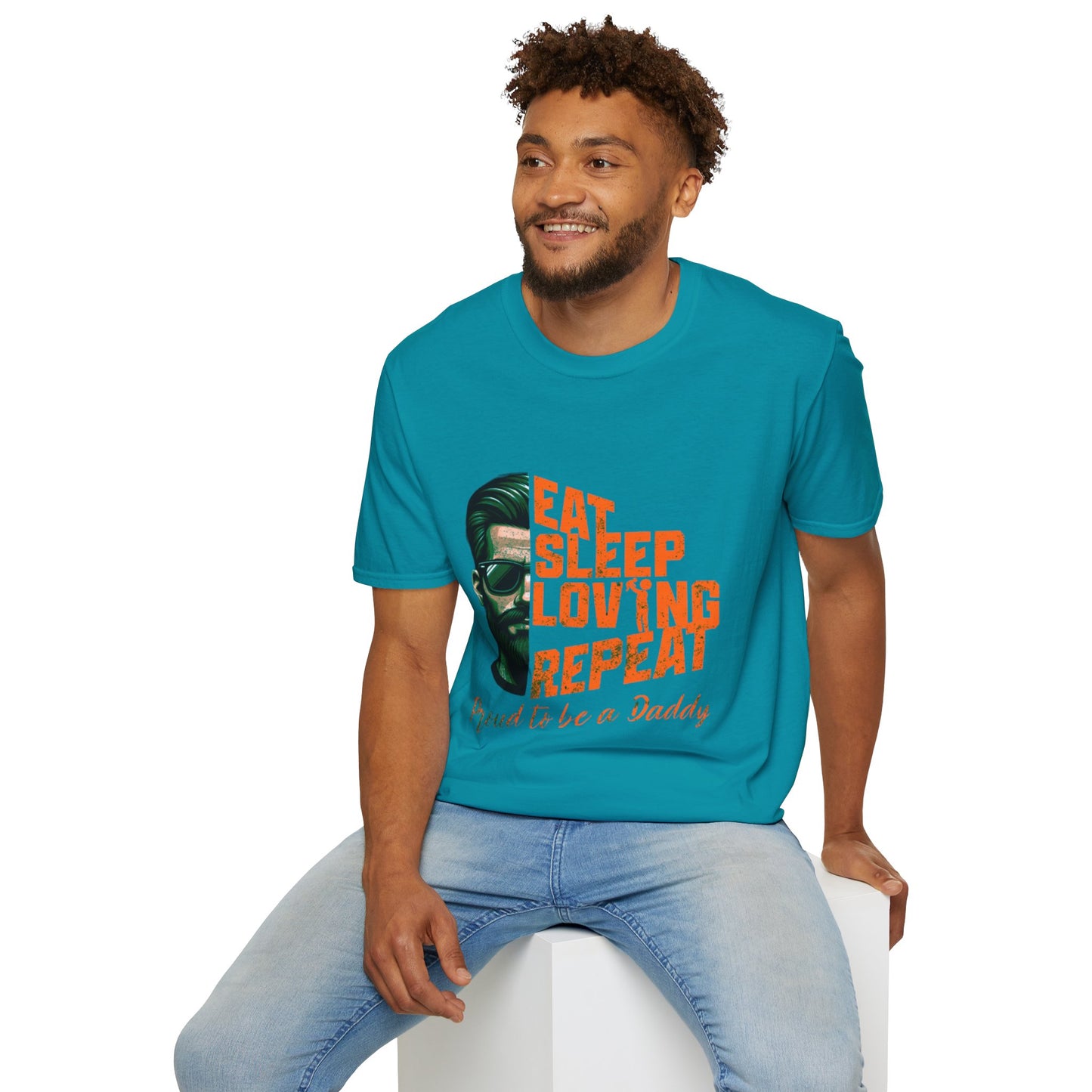 Proud Daddy Unisex Softstyle T-Shirt - Eat Sleep Loving Repeat