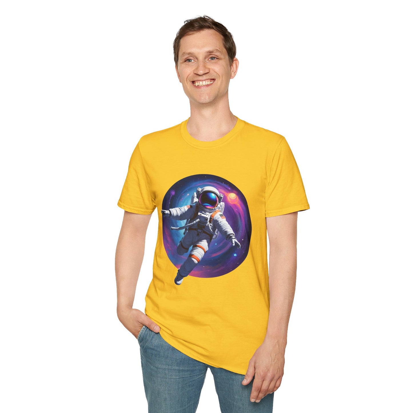 Cosmic Astronaut Unisex Softstyle T-Shirt | Space Theme Graphic Tee