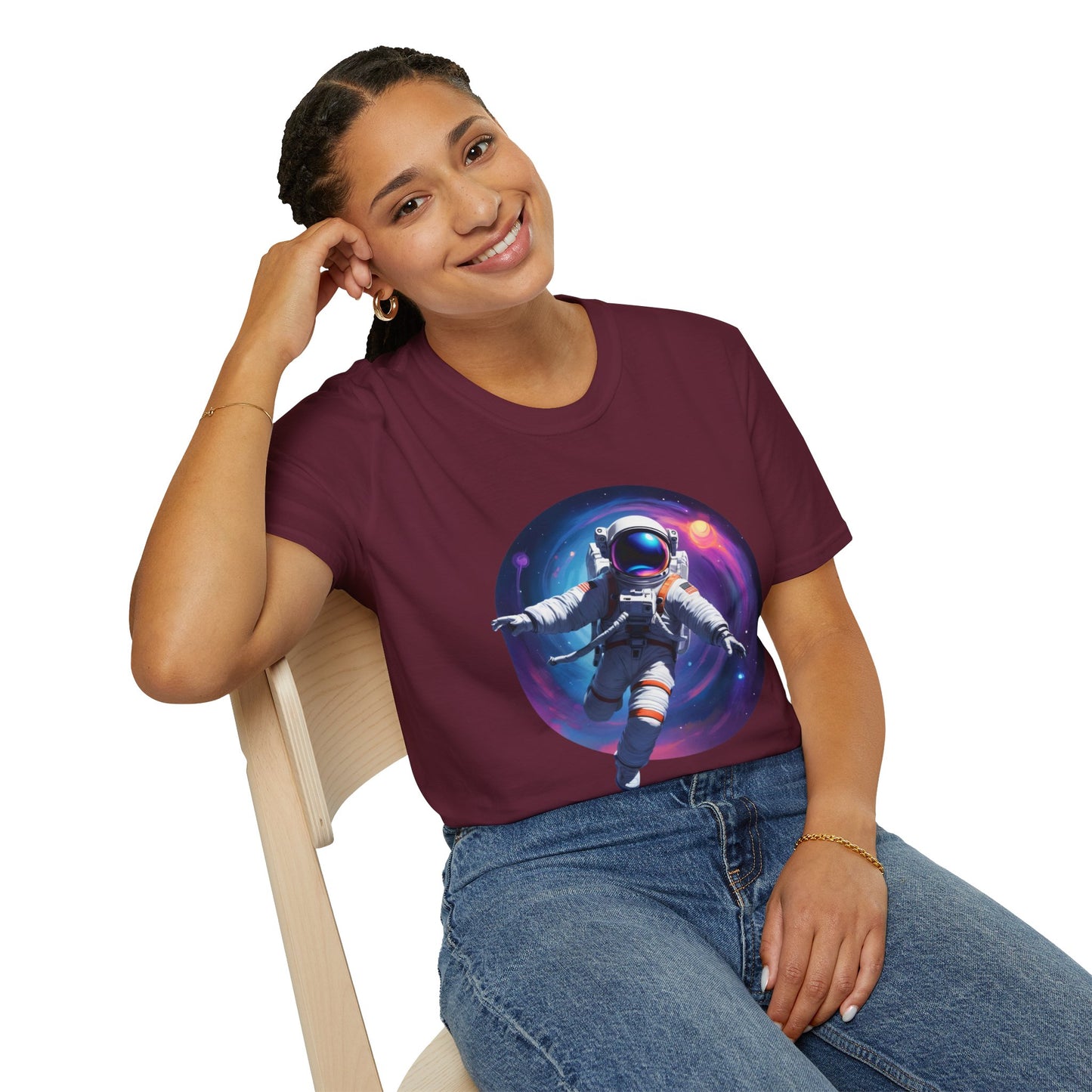 Cosmic Astronaut Unisex Softstyle T-Shirt | Space Theme Graphic Tee