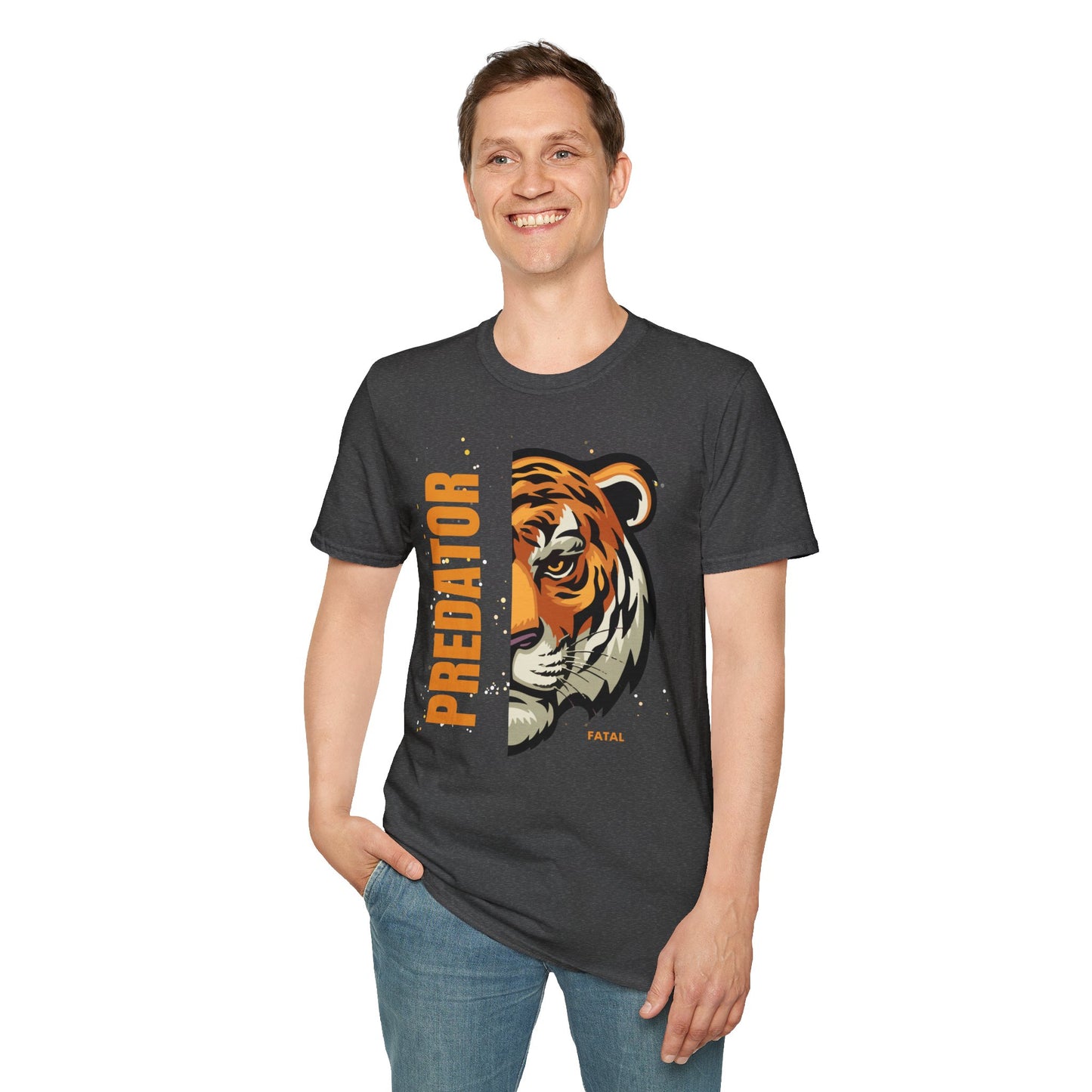 Predator Tiger Graphic Unisex Softstyle T-Shirt - Fierce Wild Animal Design