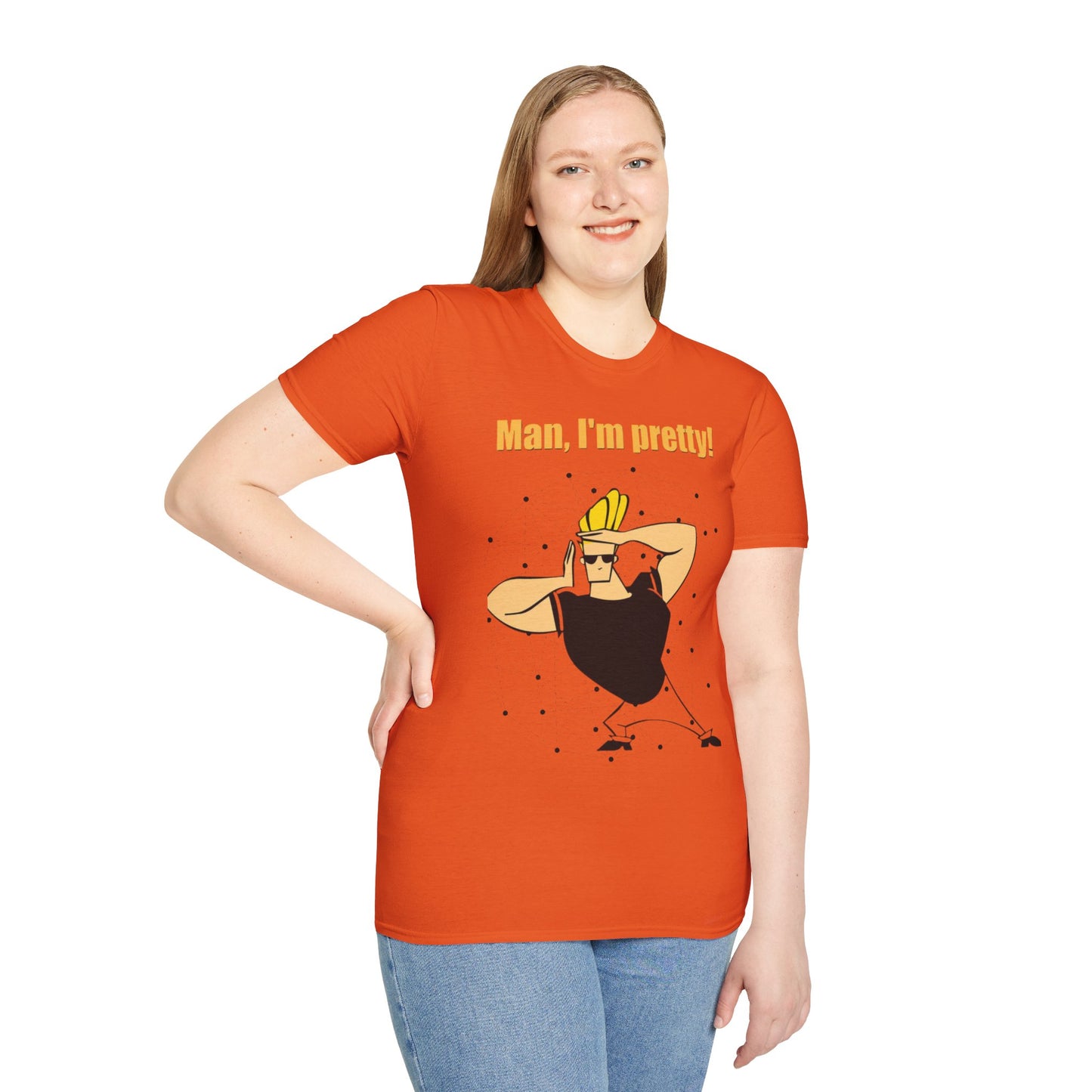 Funny Cartoon T-Shirt - "Man, I'm Pretty!" - Unisex Softstyle Tee