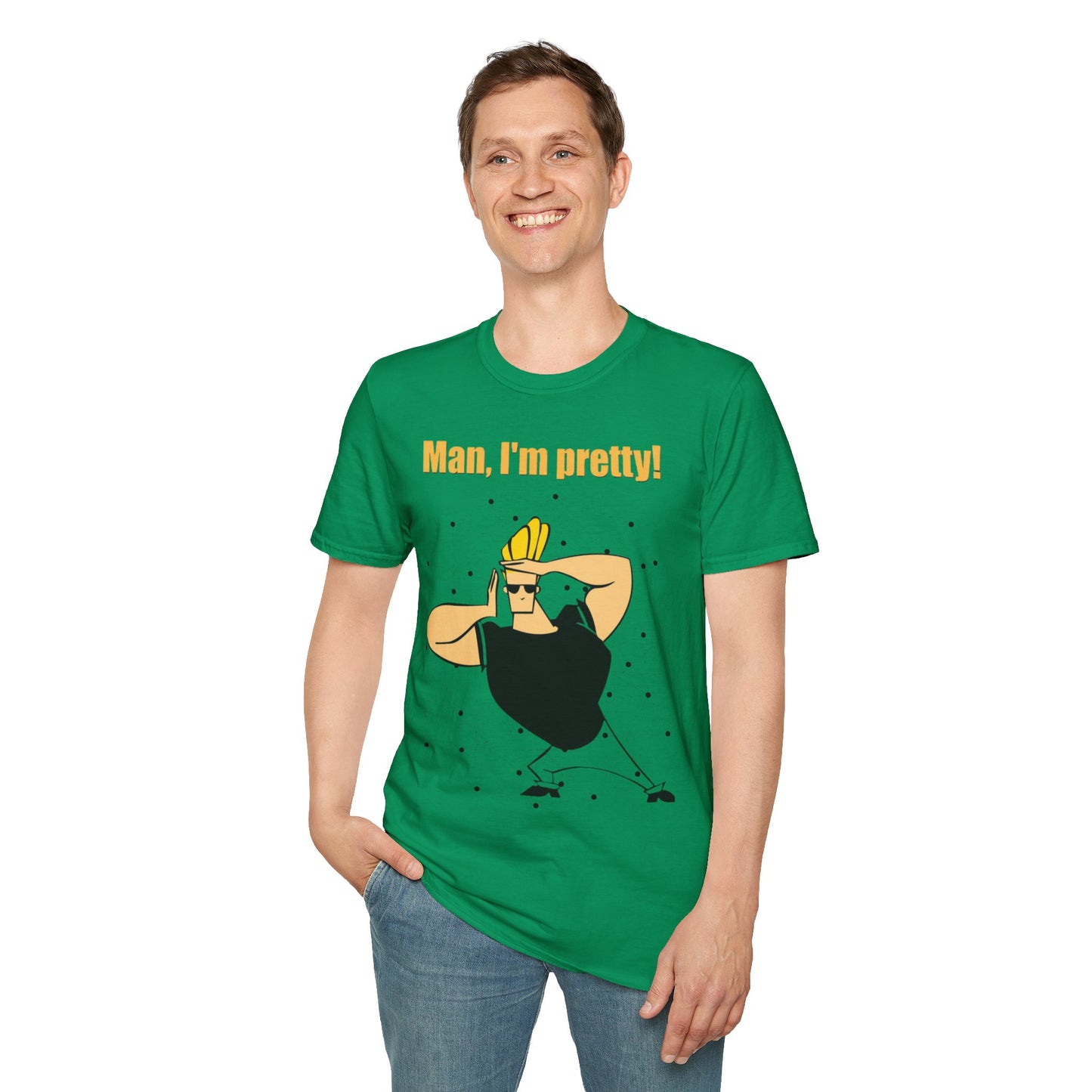 Funny Cartoon T-Shirt - "Man, I'm Pretty!" - Unisex Softstyle Tee