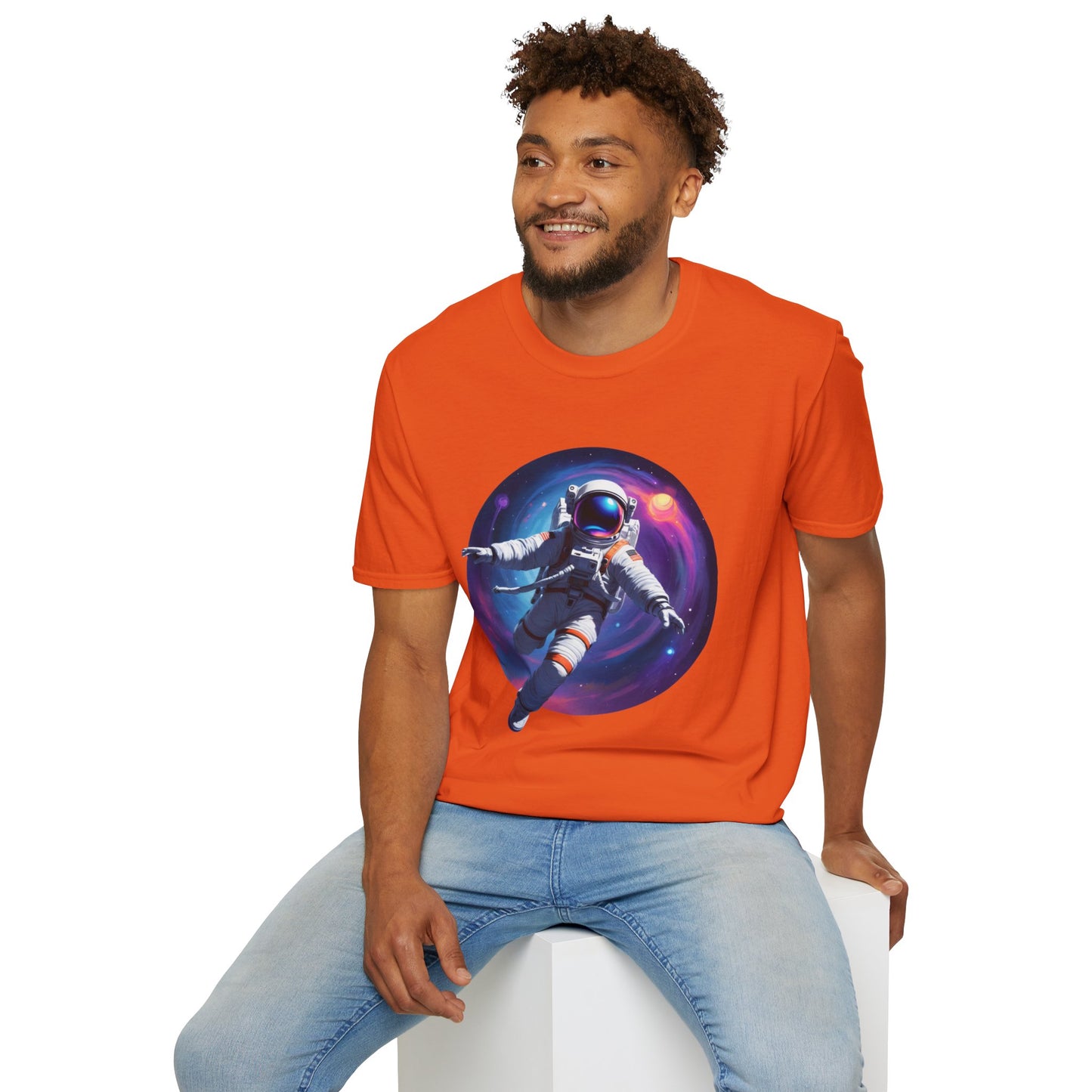 Cosmic Astronaut Unisex Softstyle T-Shirt | Space Theme Graphic Tee