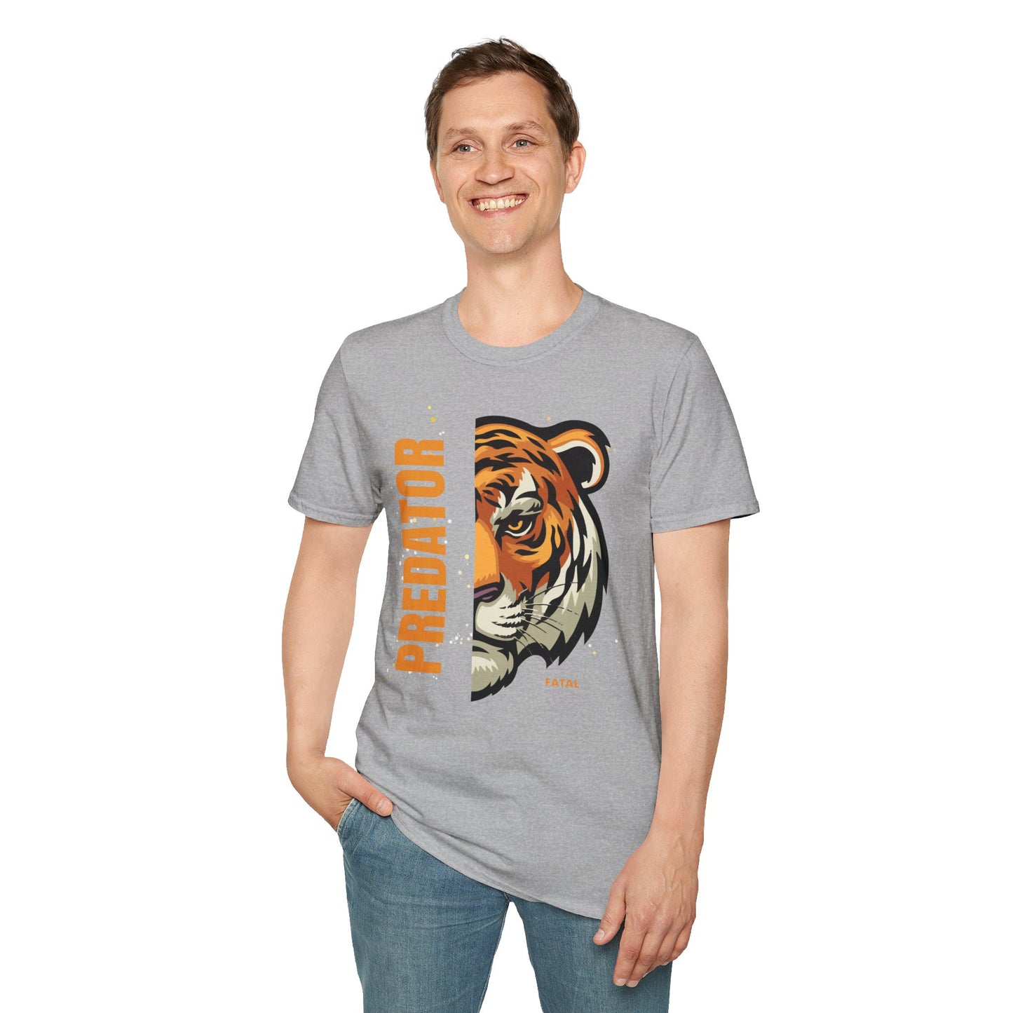 Predator Tiger Graphic Unisex Softstyle T-Shirt - Fierce Wild Animal Design