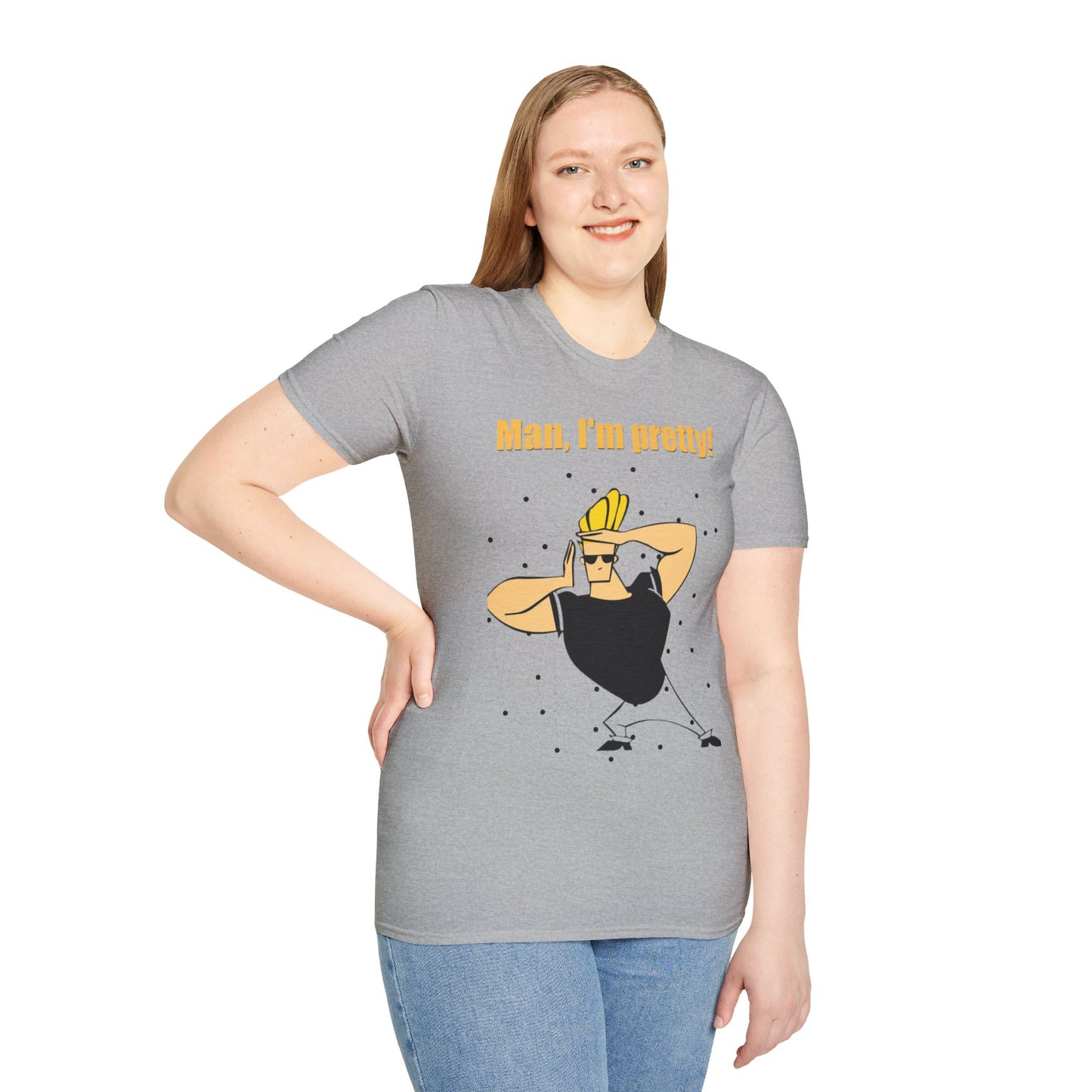 Funny Cartoon T-Shirt - "Man, I'm Pretty!" - Unisex Softstyle Tee