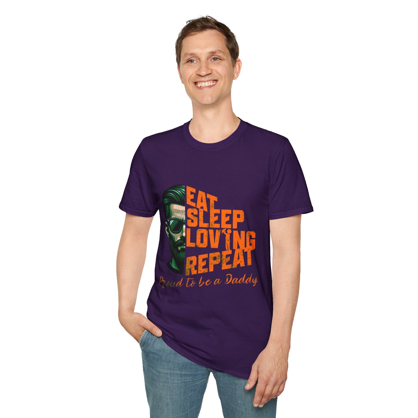 Proud Daddy Unisex Softstyle T-Shirt - Eat Sleep Loving Repeat