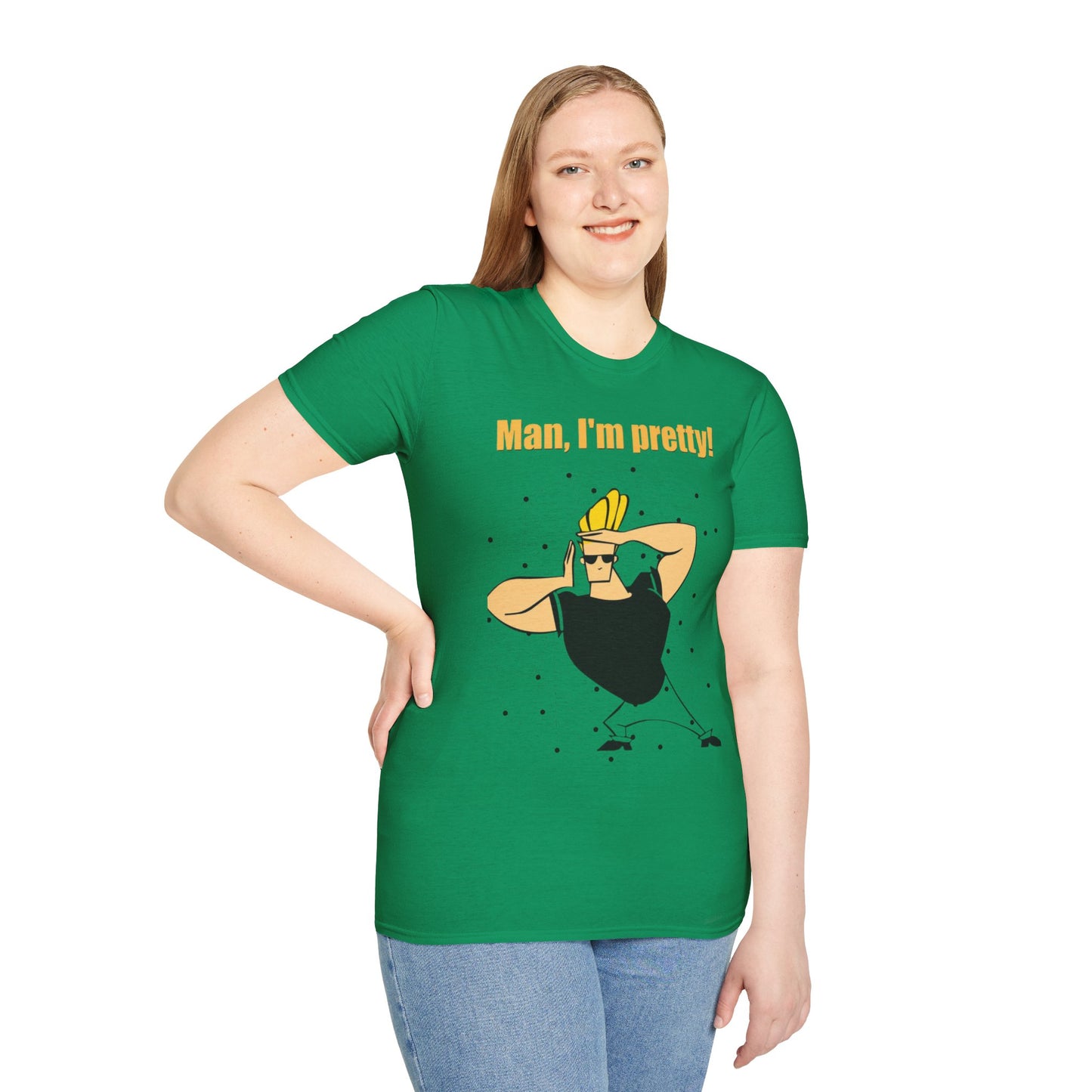 Funny Cartoon T-Shirt - "Man, I'm Pretty!" - Unisex Softstyle Tee