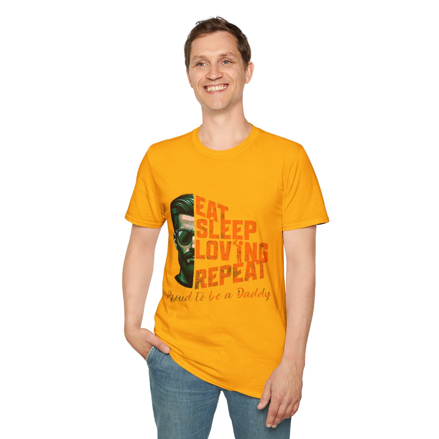 Proud Daddy Unisex Softstyle T-Shirt - Eat Sleep Loving Repeat