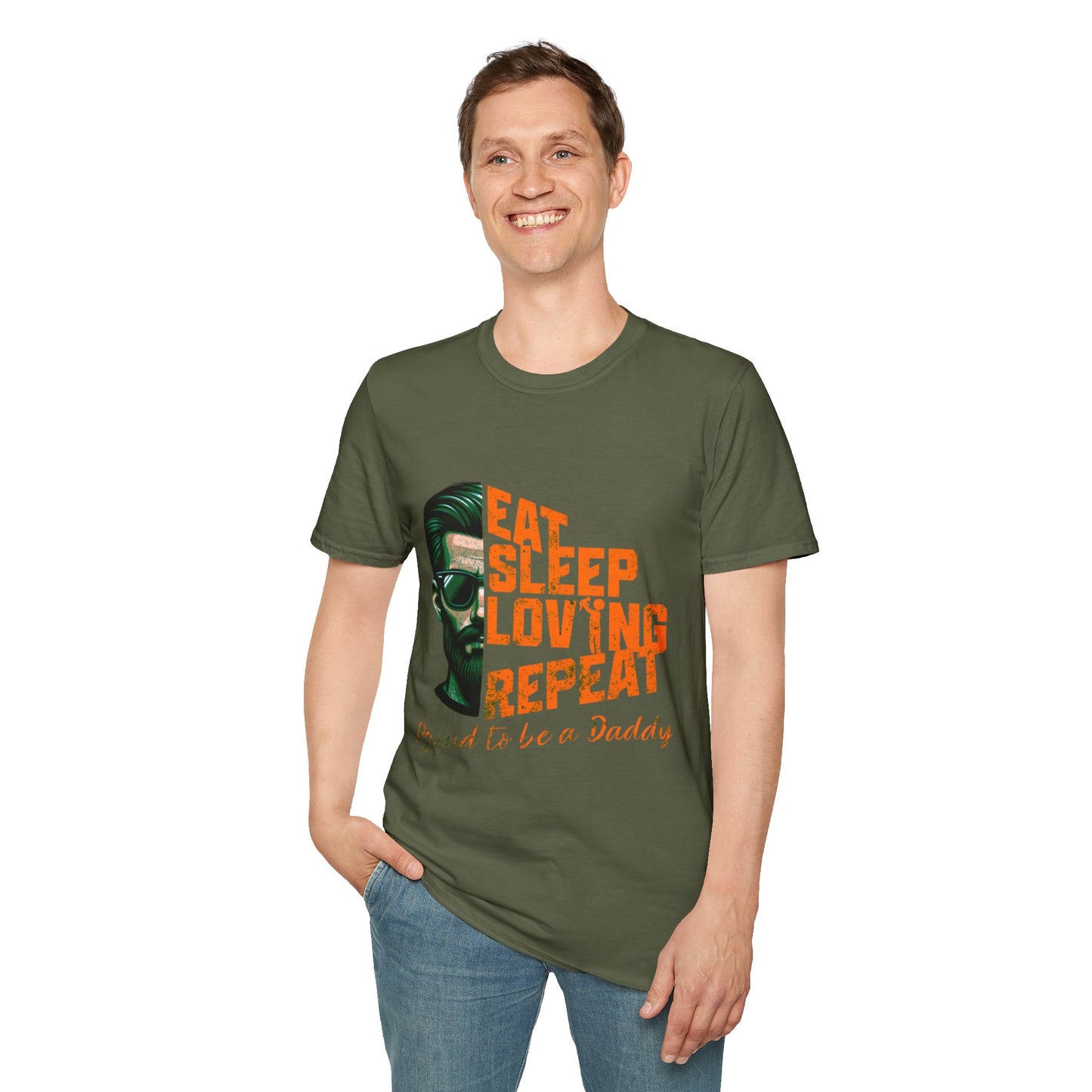 Proud Daddy Unisex Softstyle T-Shirt - Eat Sleep Loving Repeat