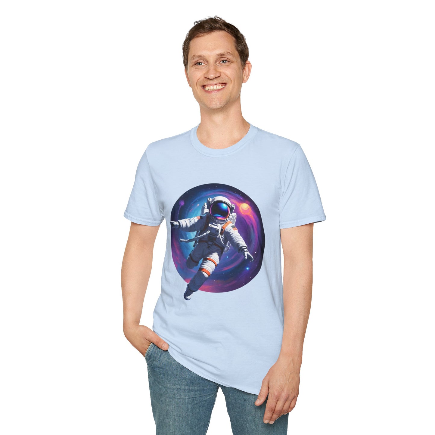 Cosmic Astronaut Unisex Softstyle T-Shirt | Space Theme Graphic Tee