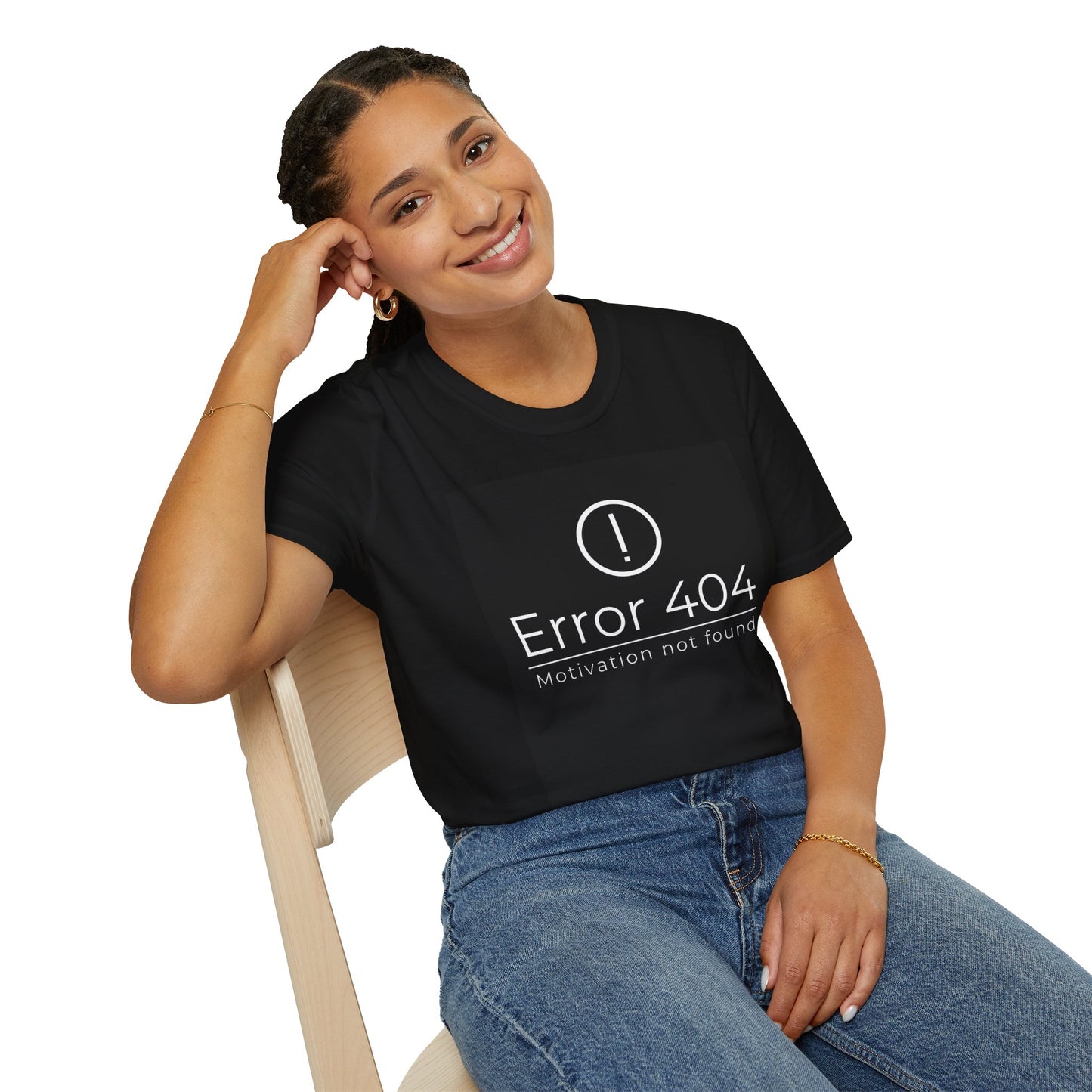 Funny Error 404 Motivational Unisex Softstyle T-Shirt