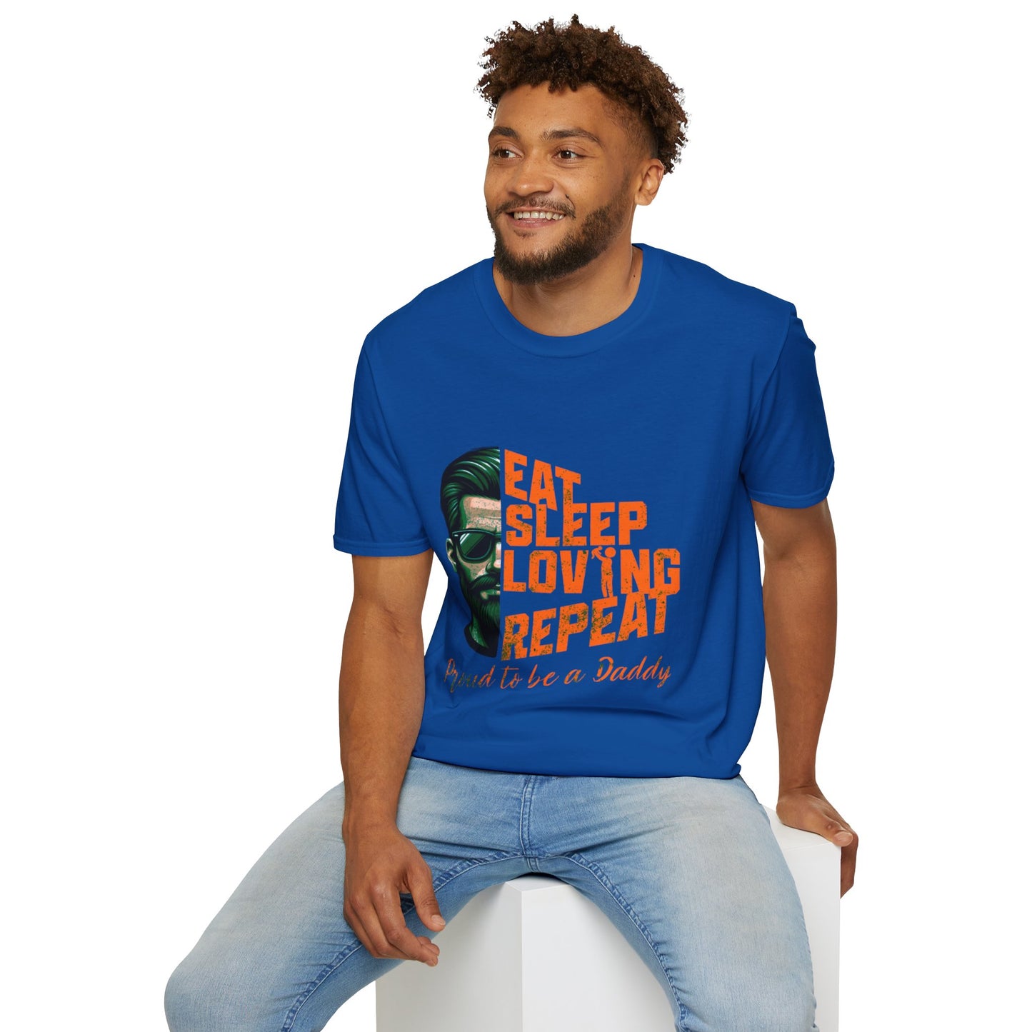 Proud Daddy Unisex Softstyle T-Shirt - Eat Sleep Loving Repeat