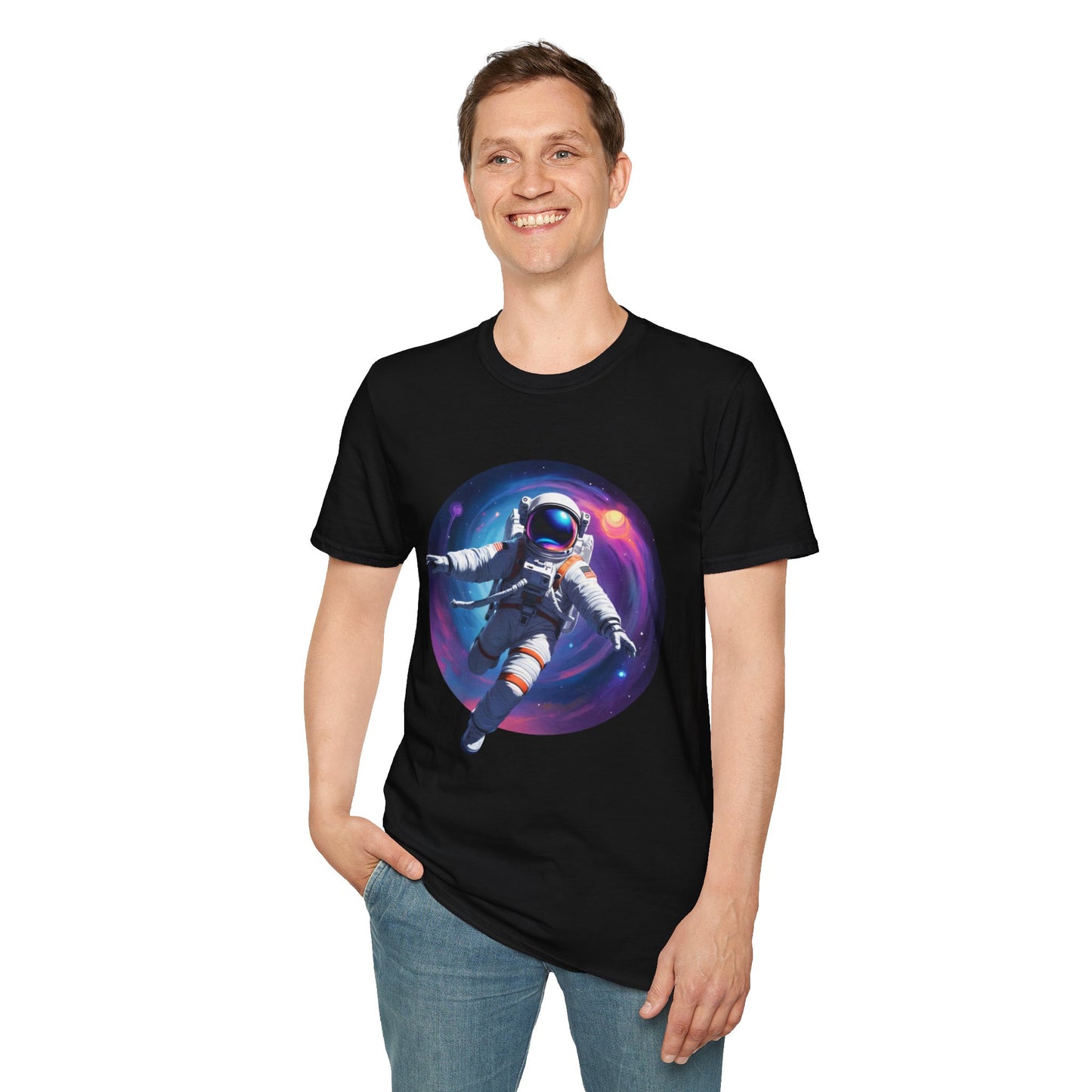 Cosmic Astronaut Unisex Softstyle T-Shirt | Space Theme Graphic Tee
