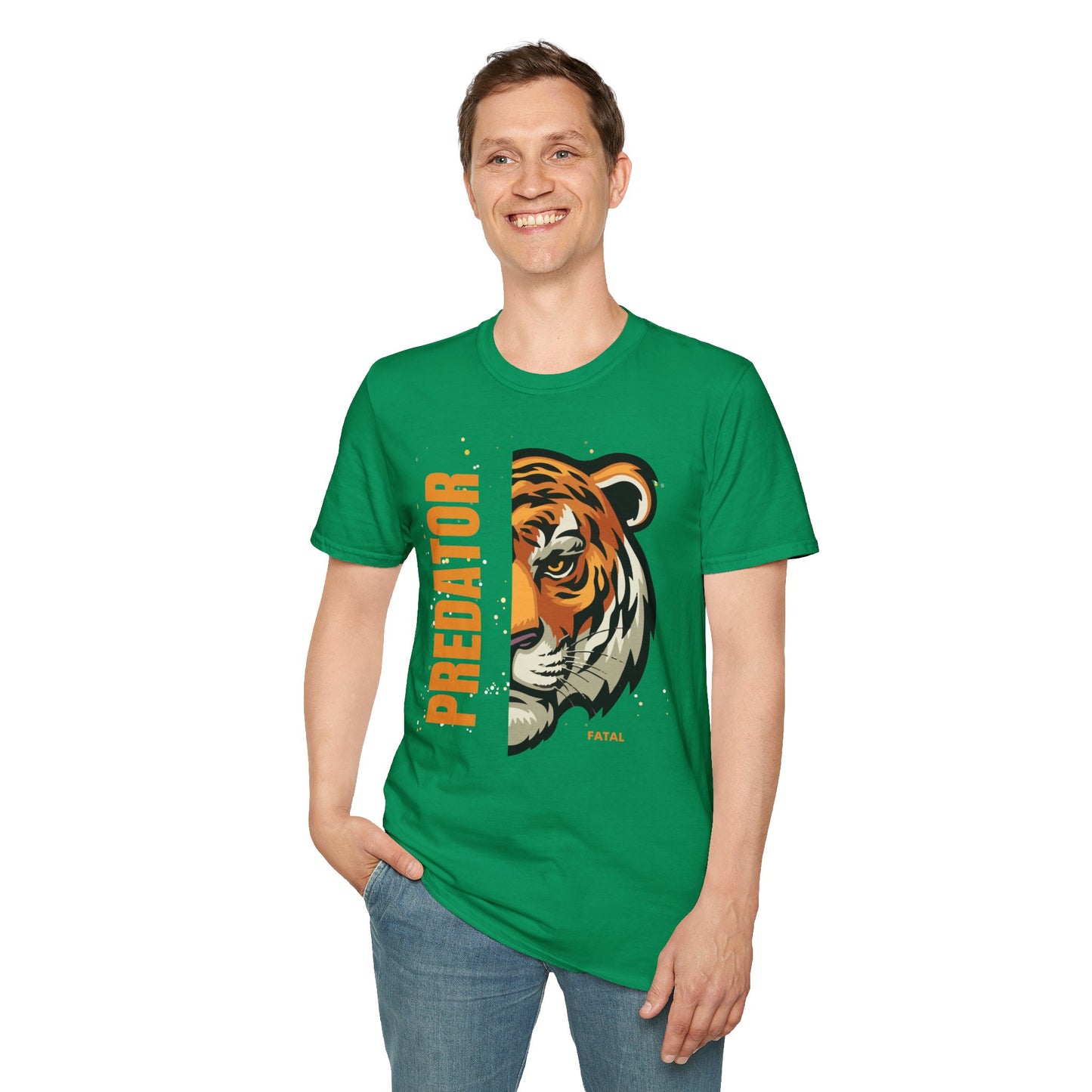 Predator Tiger Graphic Unisex Softstyle T-Shirt - Fierce Wild Animal Design