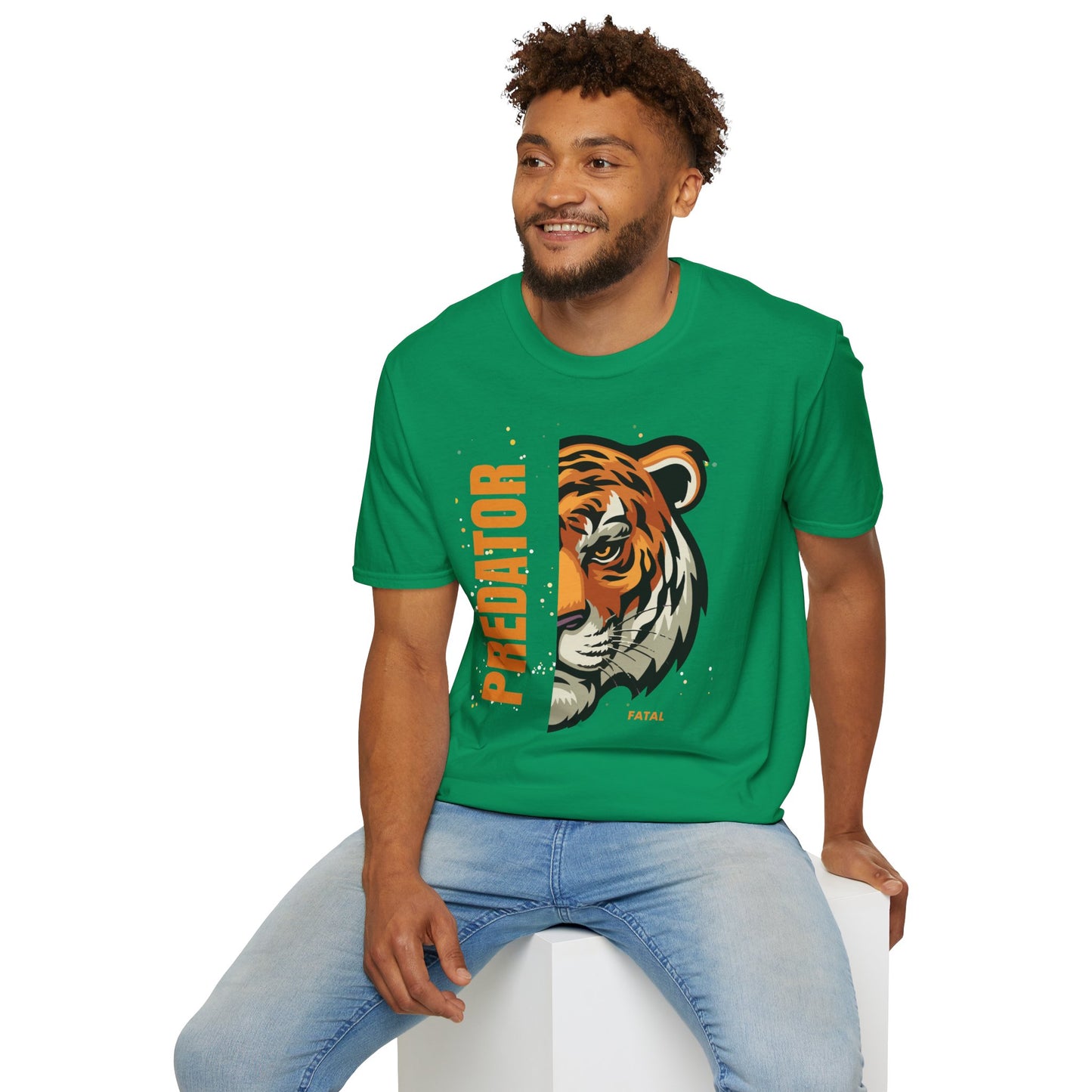 Predator Tiger Graphic Unisex Softstyle T-Shirt - Fierce Wild Animal Design