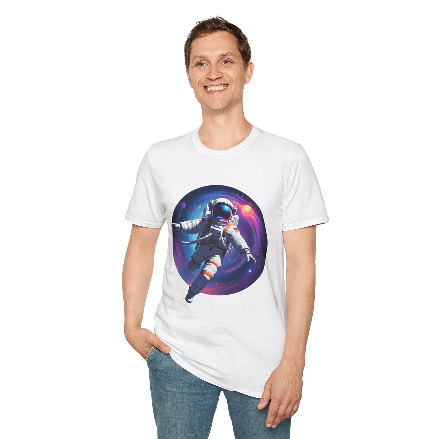 Cosmic Astronaut Unisex Softstyle T-Shirt | Space Theme Graphic Tee
