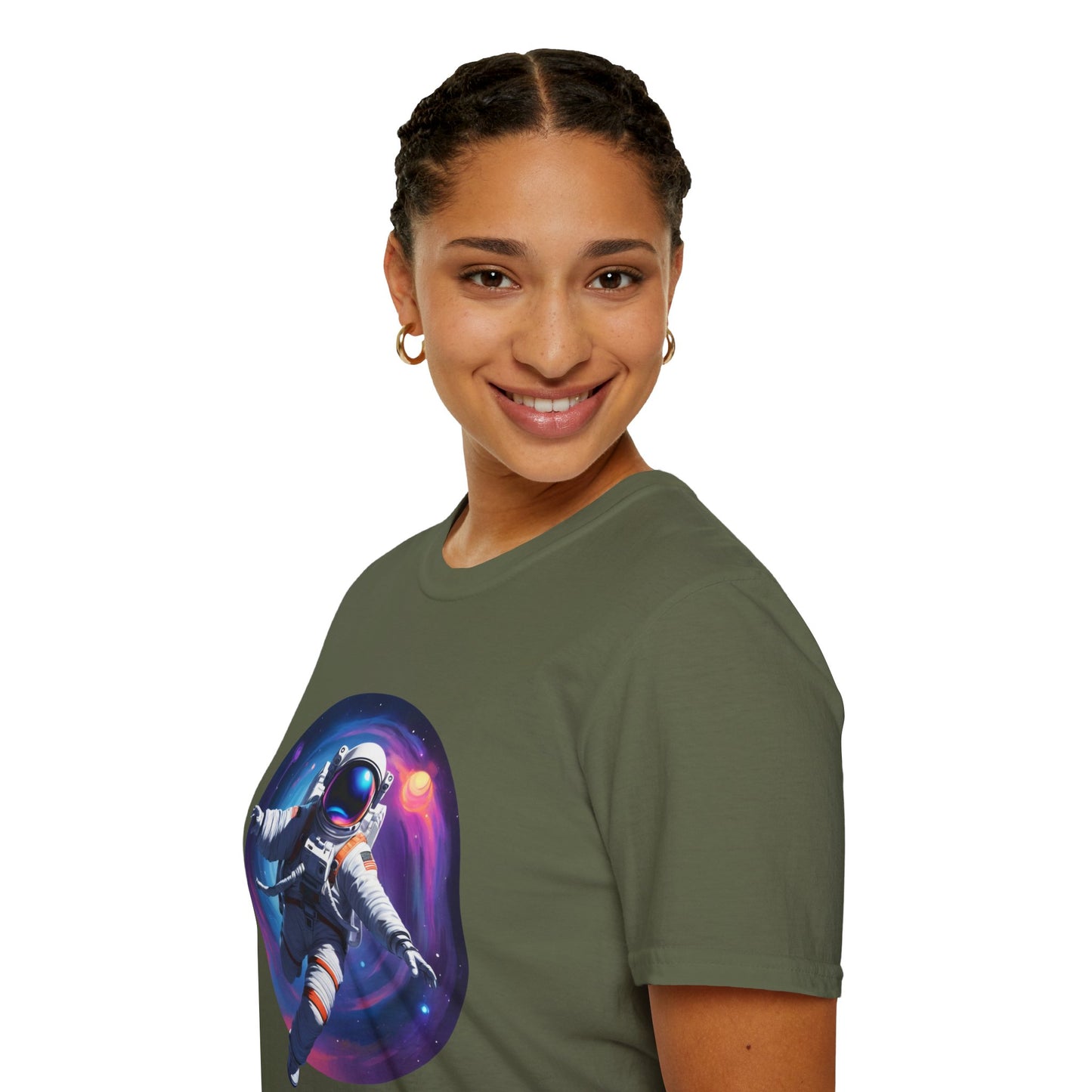Cosmic Astronaut Unisex Softstyle T-Shirt | Space Theme Graphic Tee