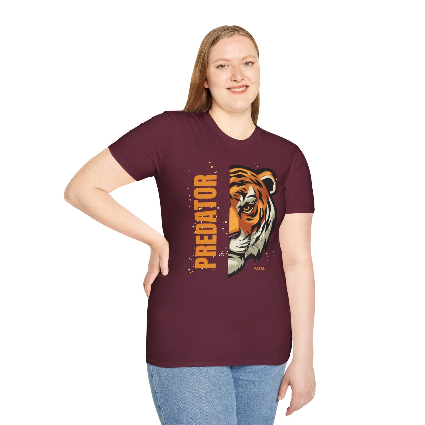 Predator Tiger Graphic Unisex Softstyle T-Shirt - Fierce Wild Animal Design