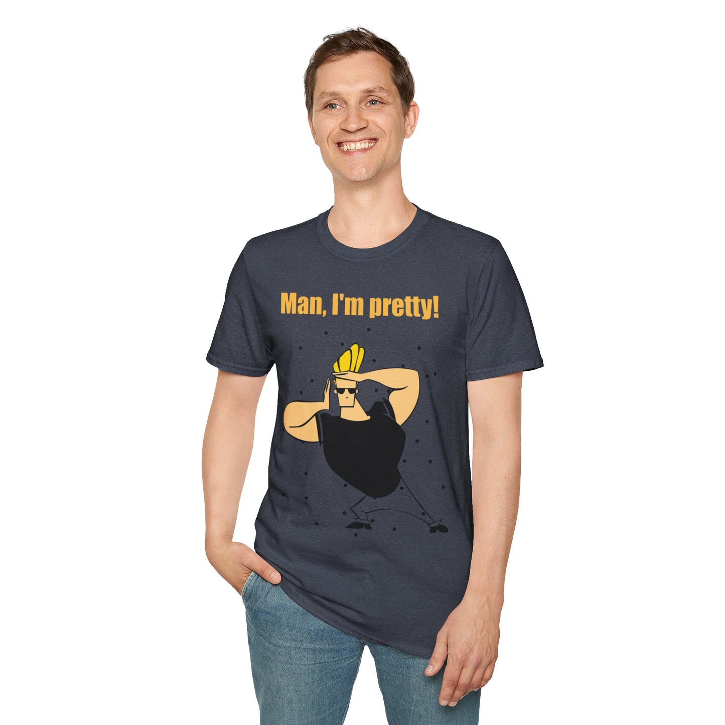 Funny Cartoon T-Shirt - "Man, I'm Pretty!" - Unisex Softstyle Tee
