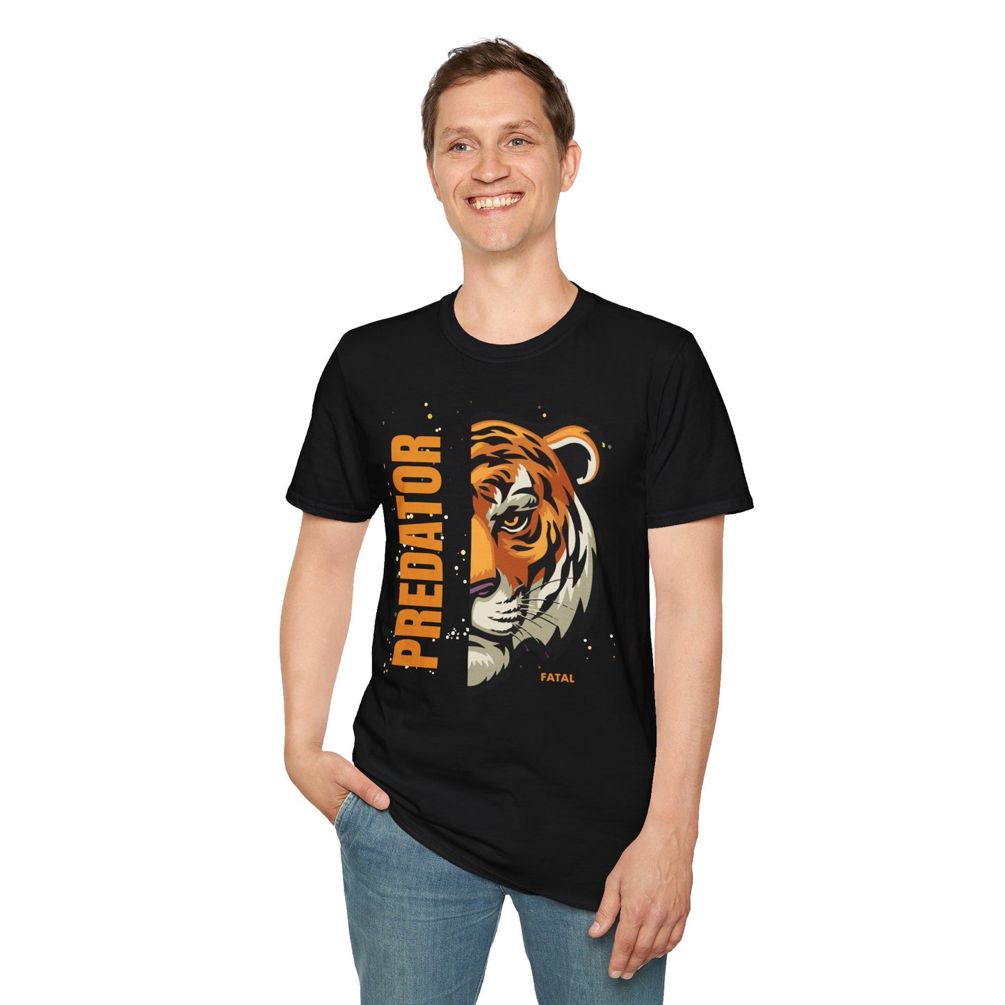 Predator Tiger Graphic Unisex Softstyle T-Shirt - Fierce Wild Animal Design