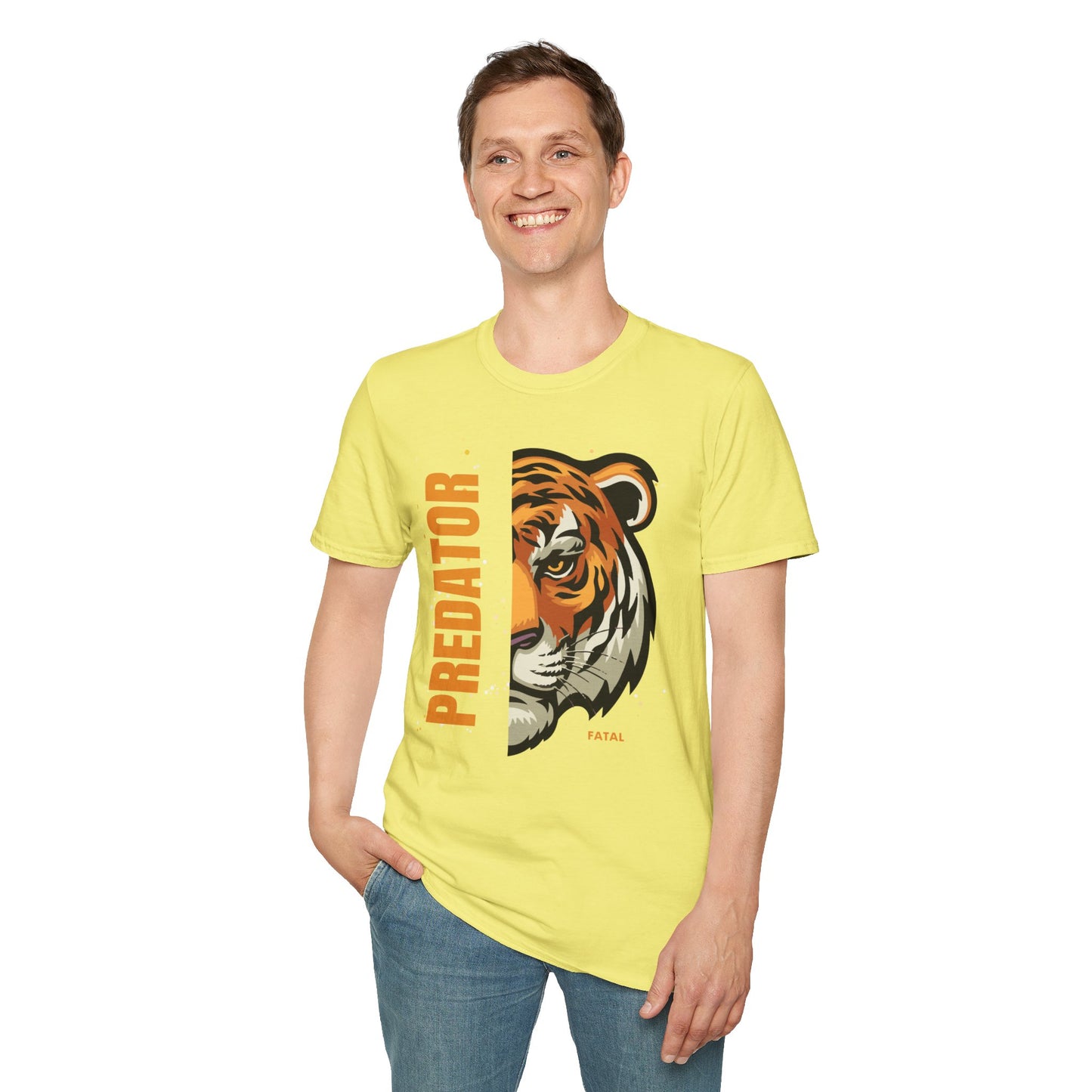 Predator Tiger Graphic Unisex Softstyle T-Shirt - Fierce Wild Animal Design