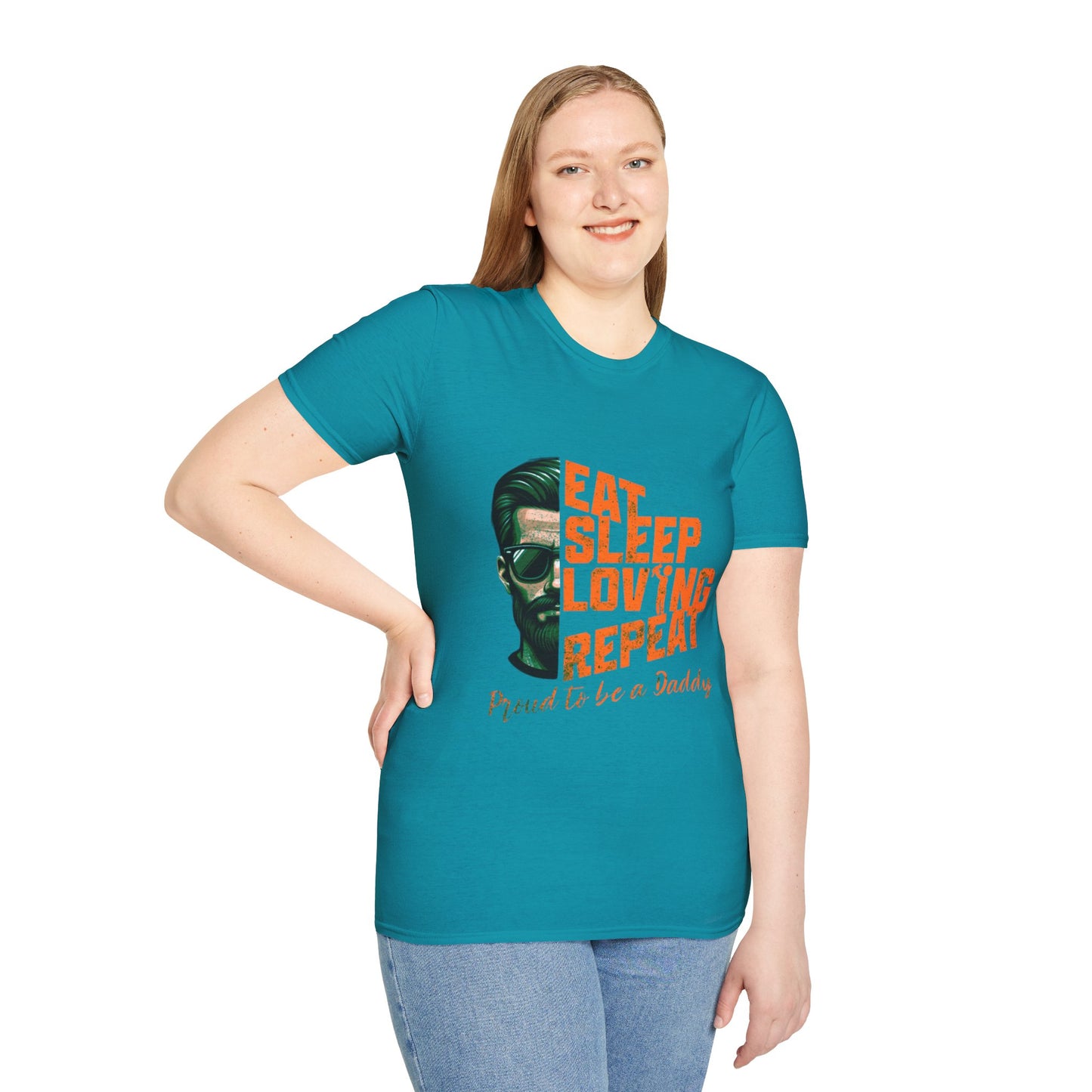 Proud Daddy Unisex Softstyle T-Shirt - Eat Sleep Loving Repeat