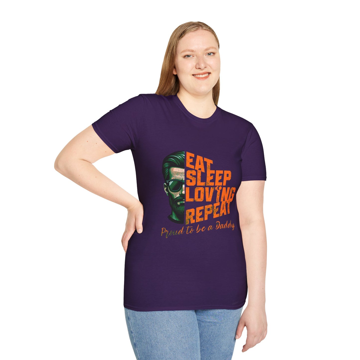 Proud Daddy Unisex Softstyle T-Shirt - Eat Sleep Loving Repeat