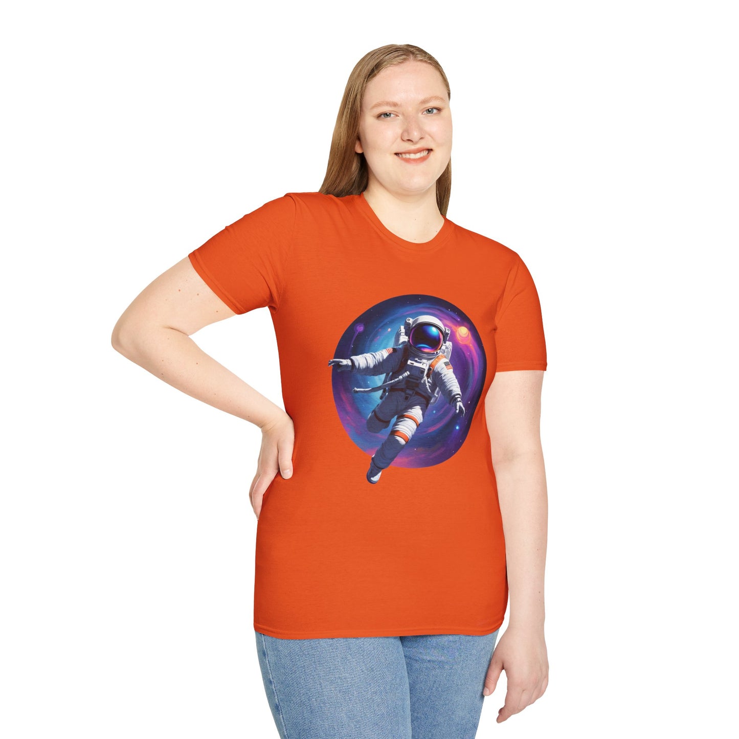 Cosmic Astronaut Unisex Softstyle T-Shirt | Space Theme Graphic Tee