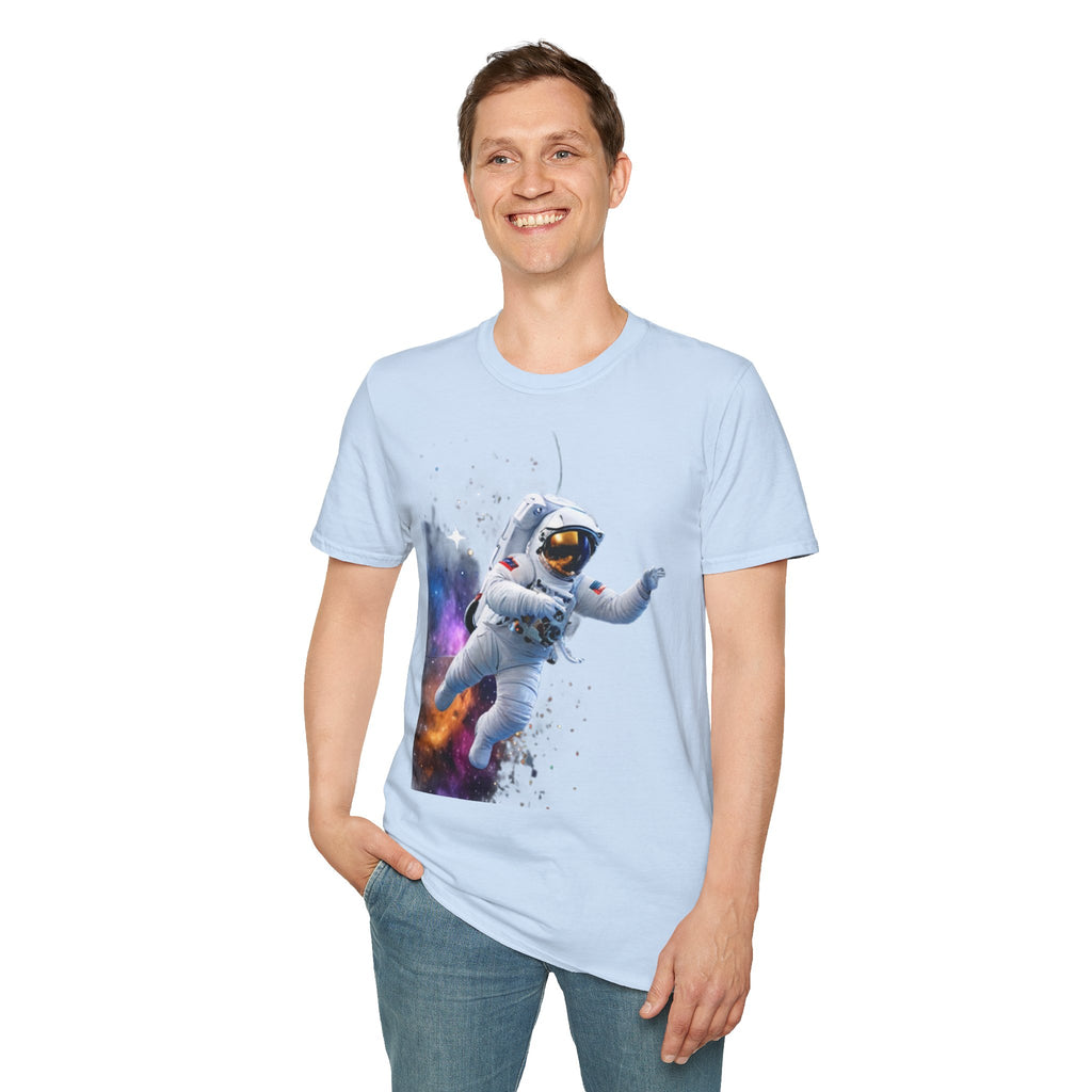 Cosmic Explorer Unisex Softstyle T-Shirt - Astronaut in Space Design