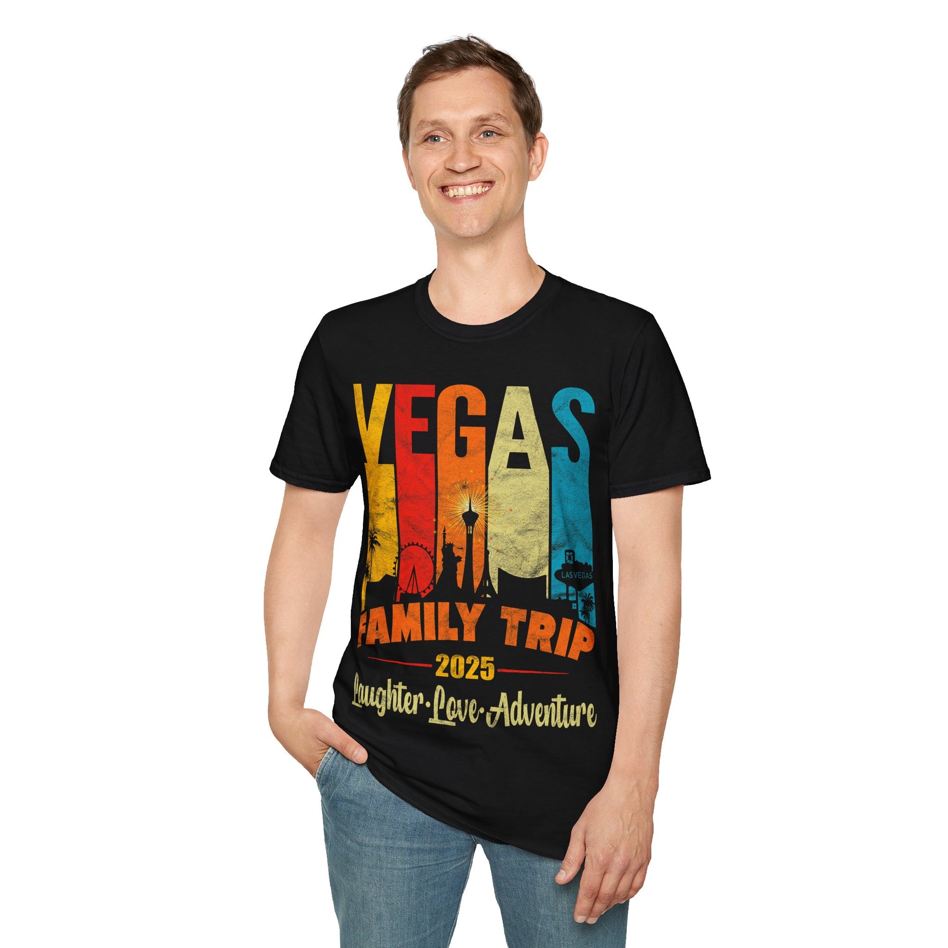 Family Trip Vegas T-Shirt, Vacation Tee, Summer Apparel, Laughter Love Adventure Shirt, Travel Keepsake, Group Vacation Top
