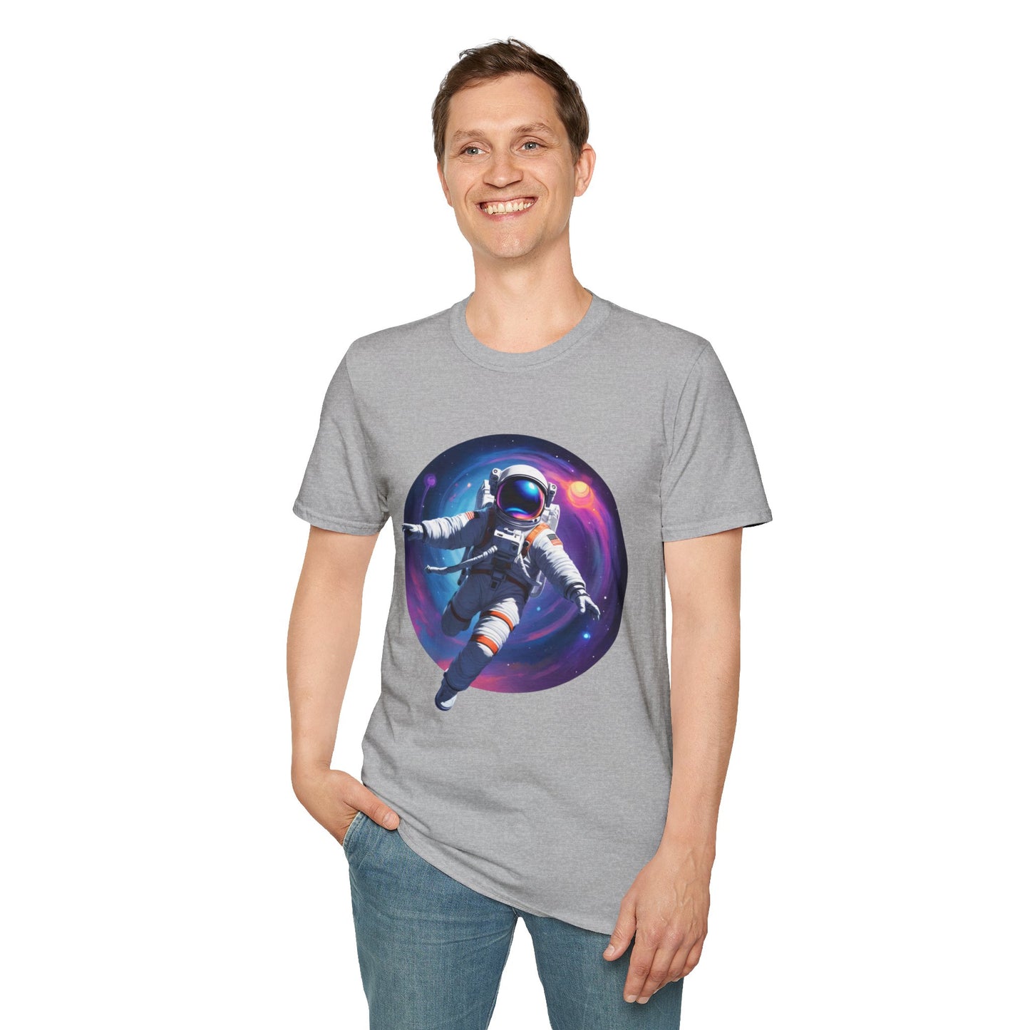 Cosmic Astronaut Unisex Softstyle T-Shirt | Space Theme Graphic Tee