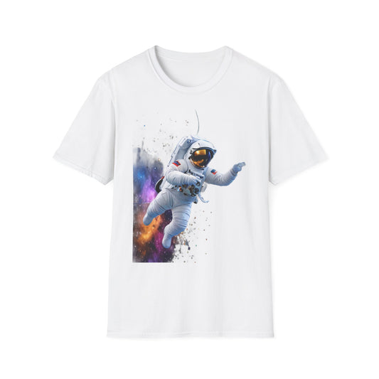 Cosmic Explorer Unisex Softstyle T-Shirt - Astronaut in Space Design