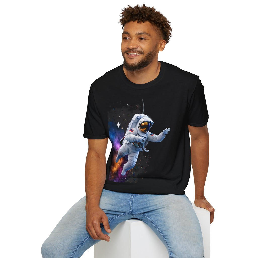 Cosmic Explorer Unisex Softstyle T-Shirt - Astronaut in Space Design