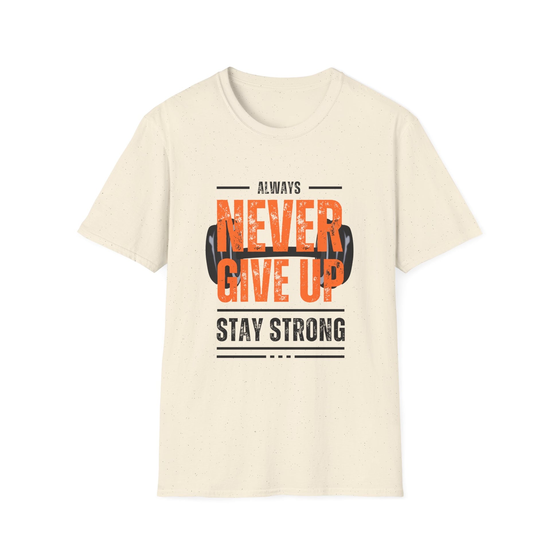 Never Give Up Motivational T-Shirt - Unisex Softstyle Tee for Fitness Enthusiasts
