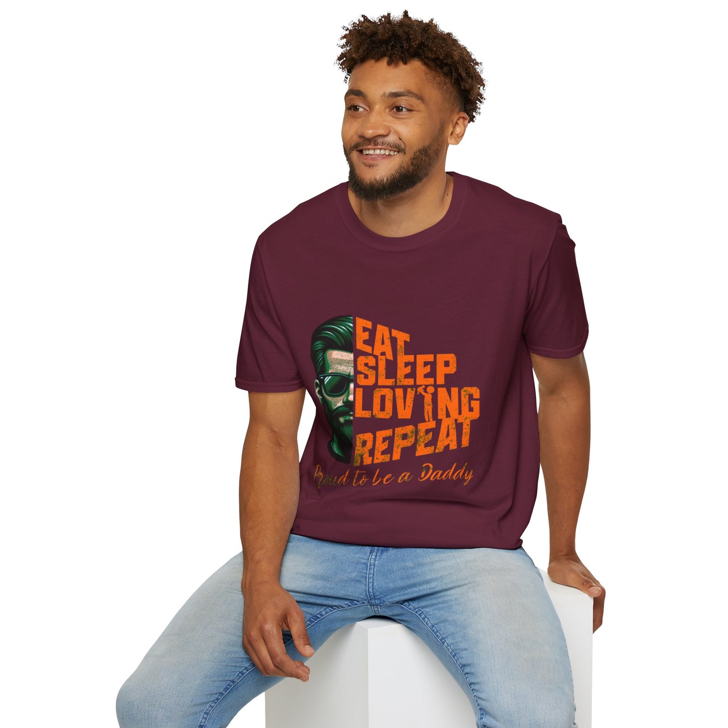 Proud Daddy Unisex Softstyle T-Shirt - Eat Sleep Loving Repeat